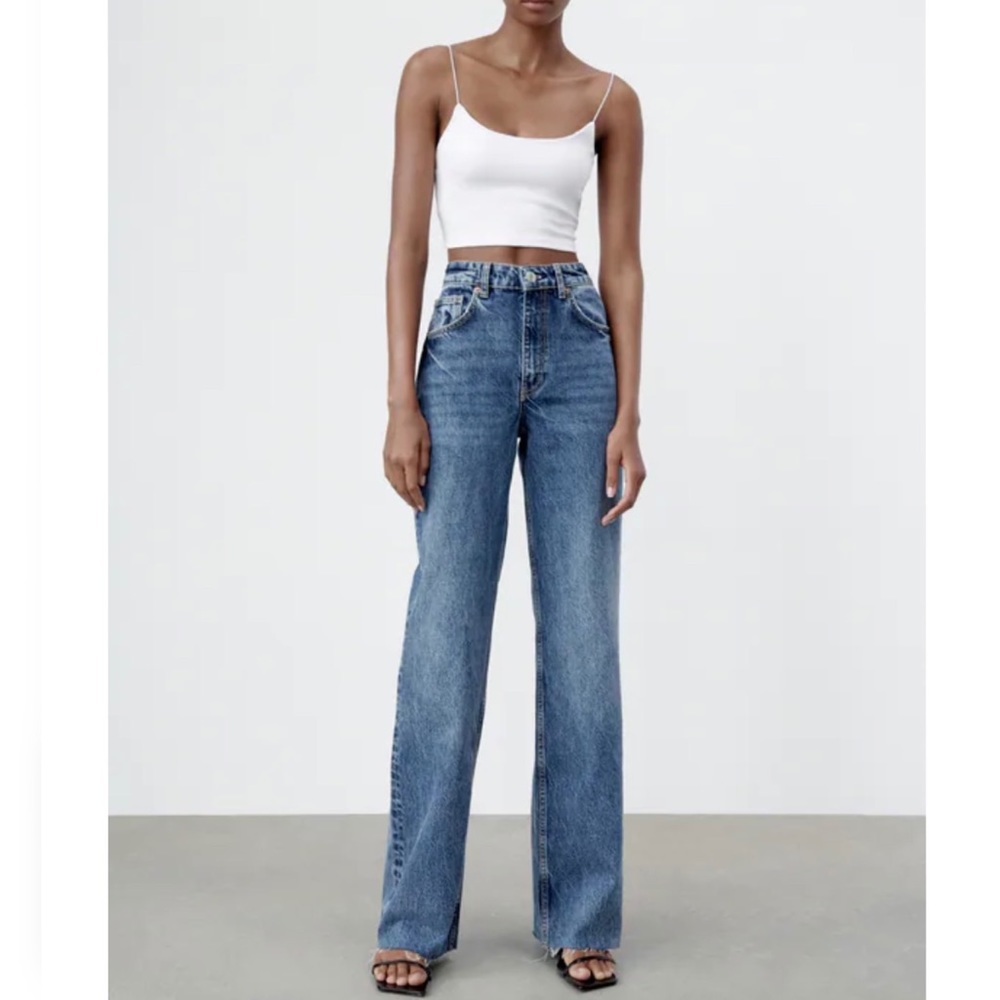 Zara dark blue wide leg jeans